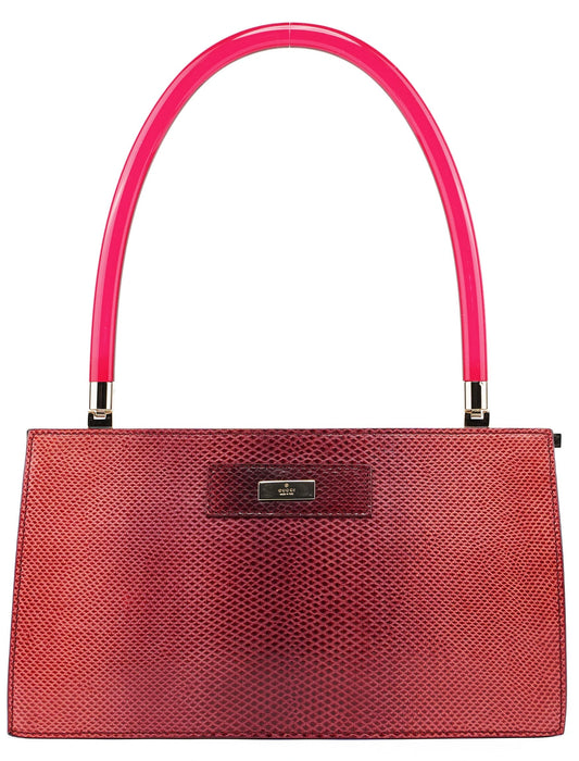 Red Karung Snakeskin Plastic Handle Bag