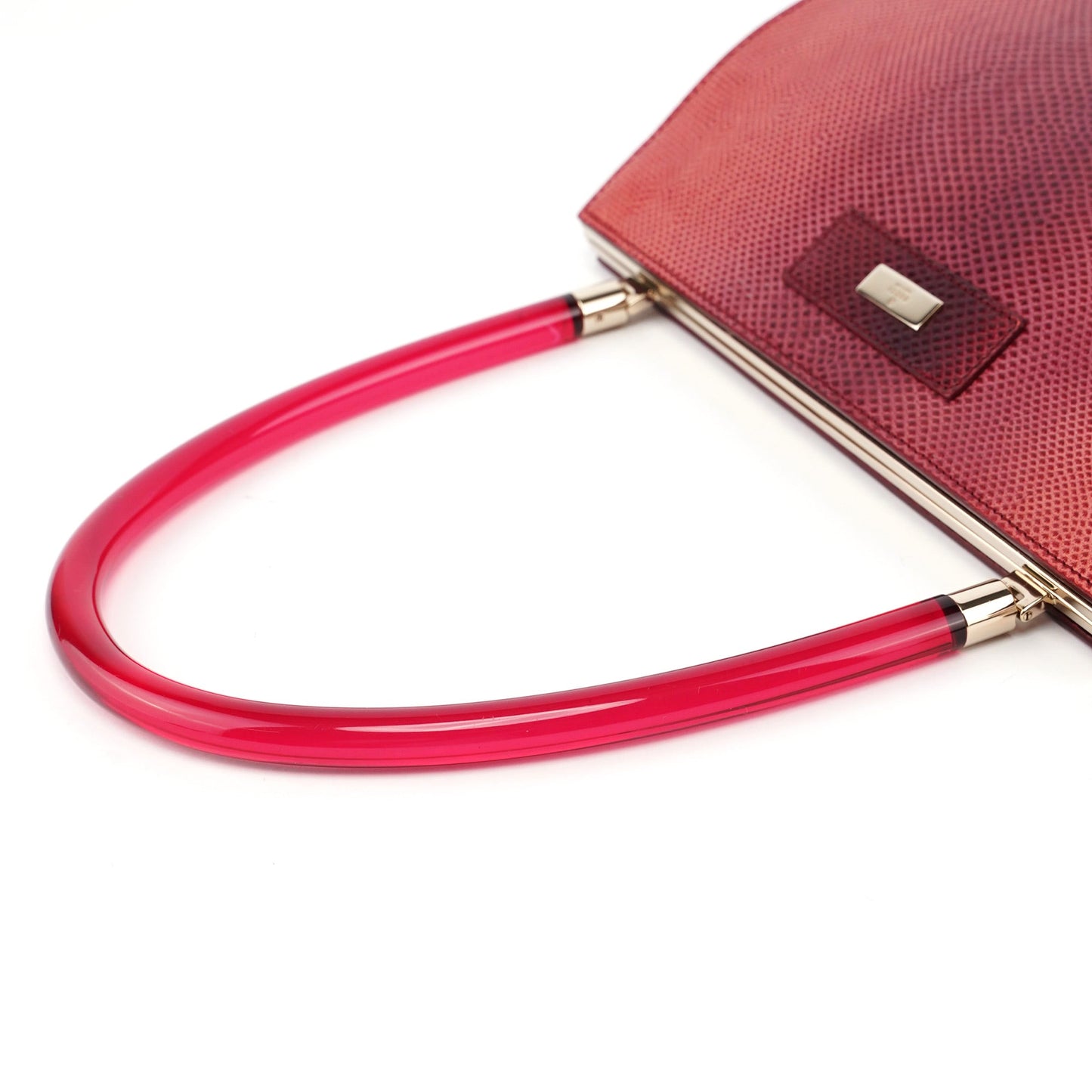 Red Karung Snakeskin Plastic Handle Bag