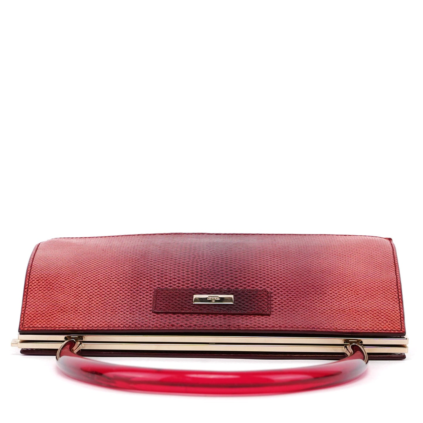 Red Karung Snakeskin Plastic Handle Bag