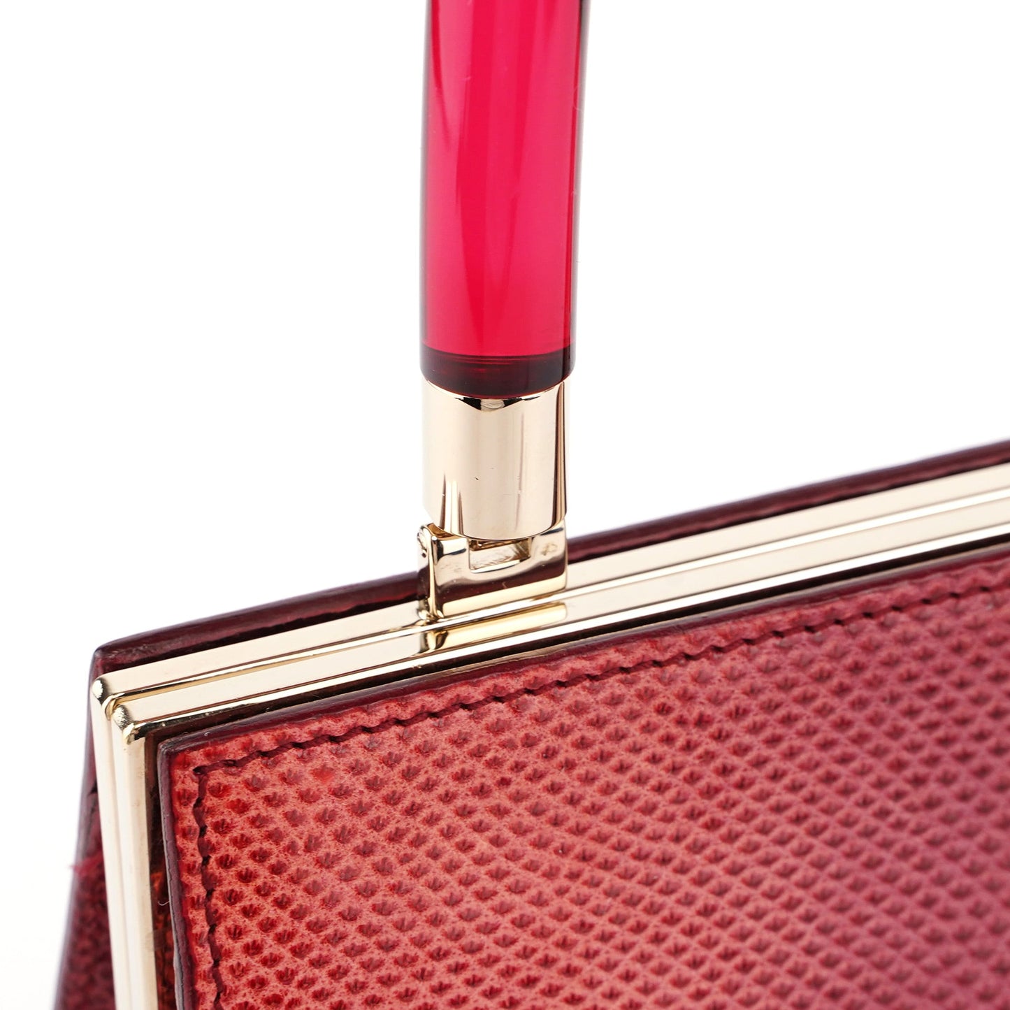 Red Karung Snakeskin Plastic Handle Bag