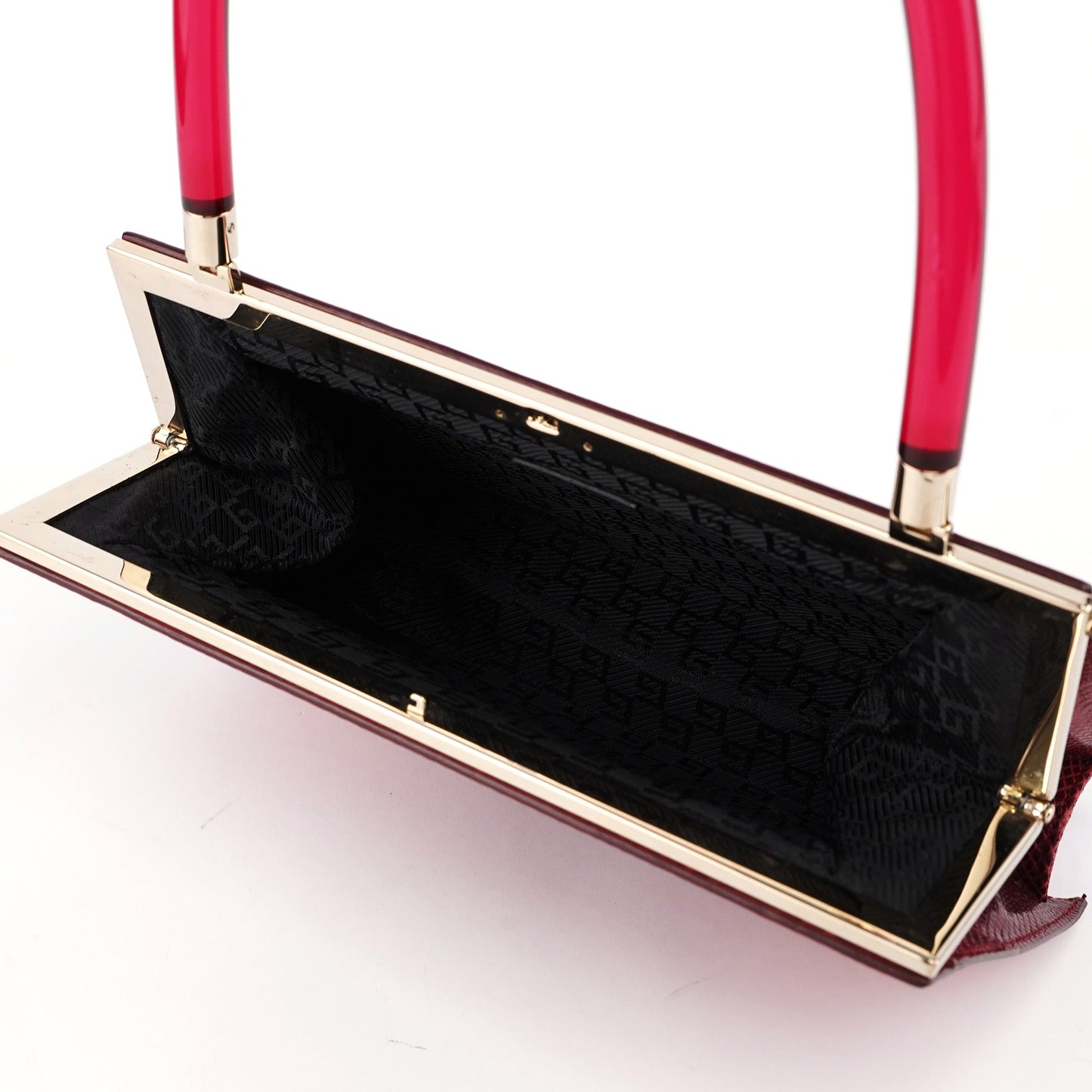 Red Karung Snakeskin Plastic Handle Bag