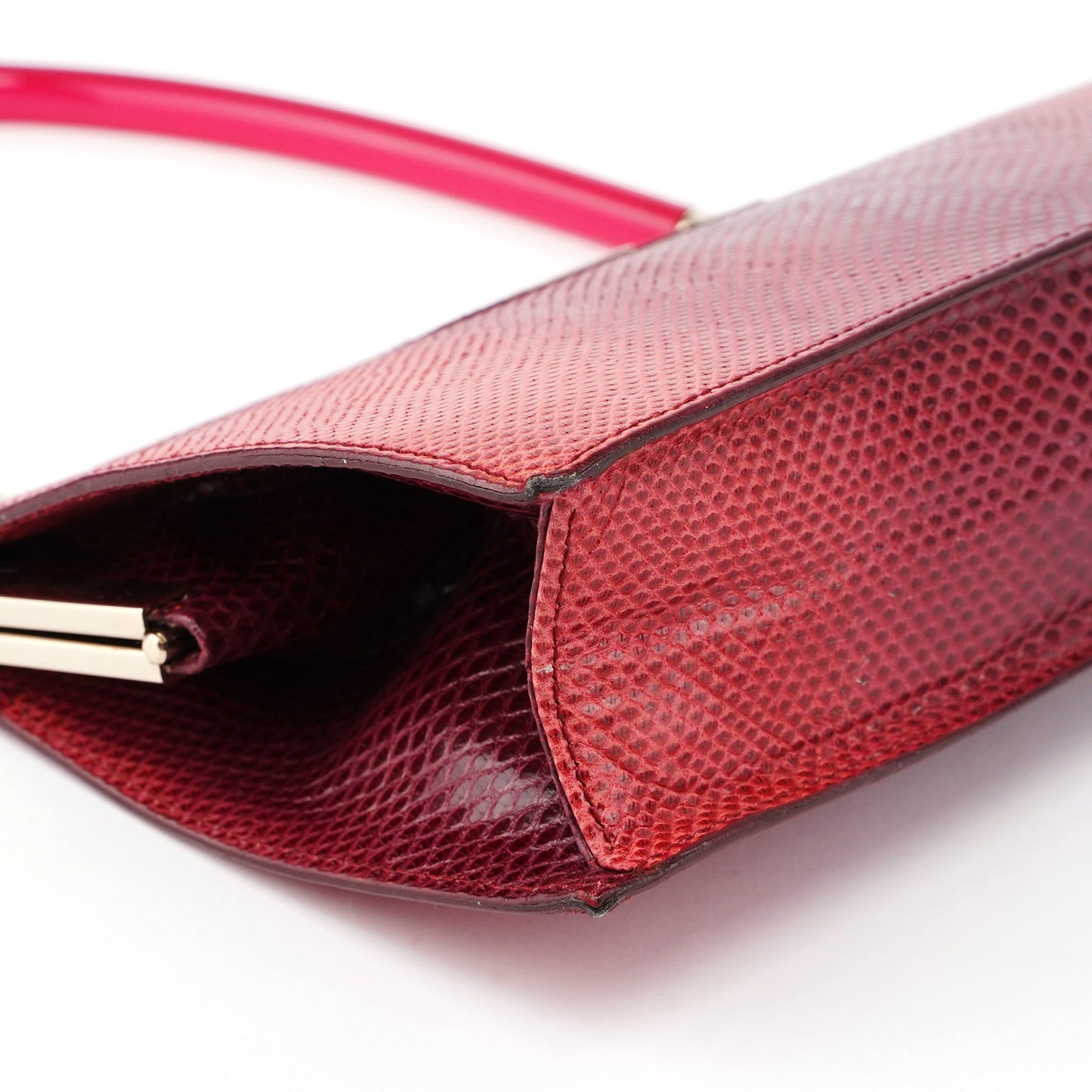 Red Karung Snakeskin Plastic Handle Bag