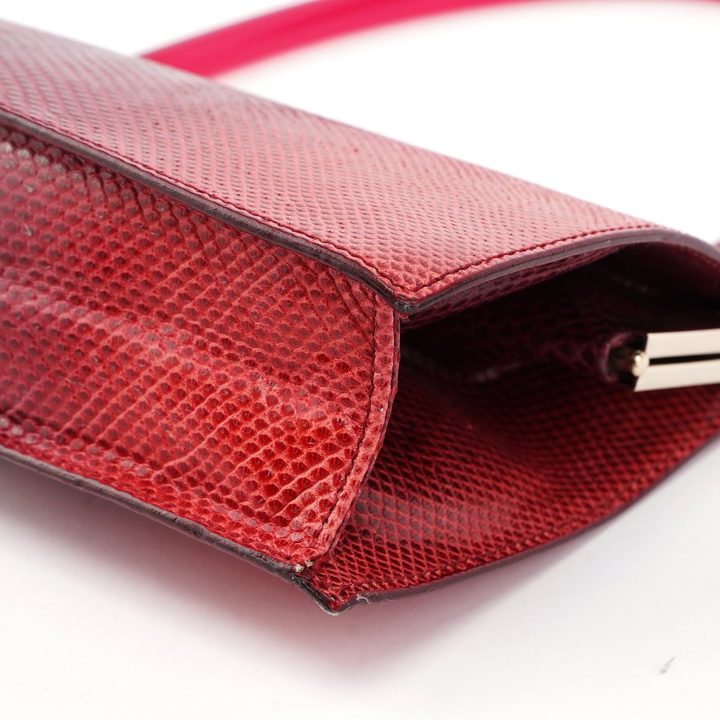 Red Karung Snakeskin Plastic Handle Bag