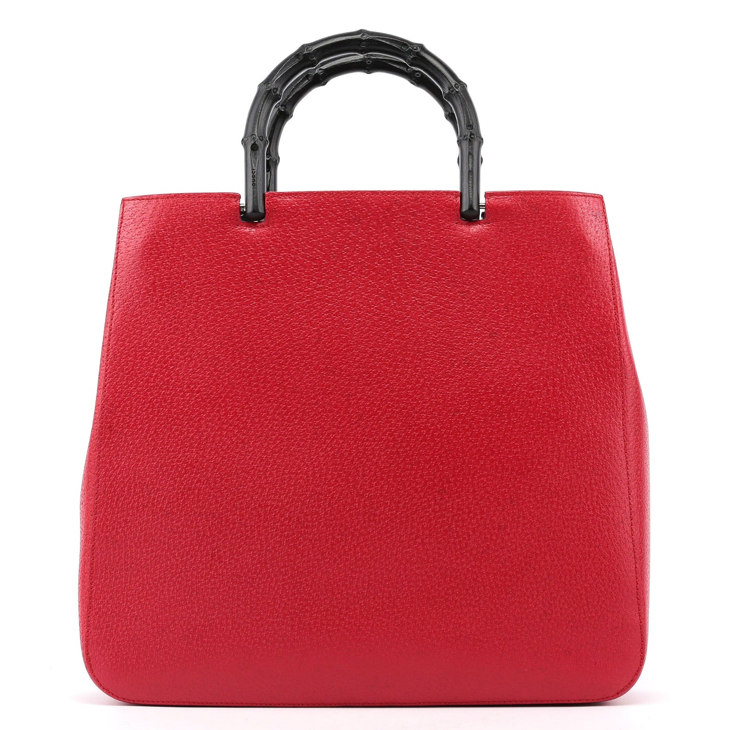 Red Leather Bamboo Tote Bag