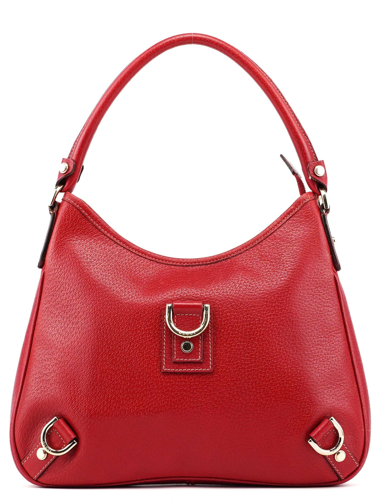 Red Leather D-Ring Shoulder Bag