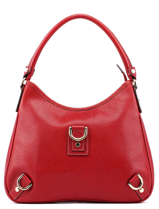Red Leather D-Ring Shoulder Bag
