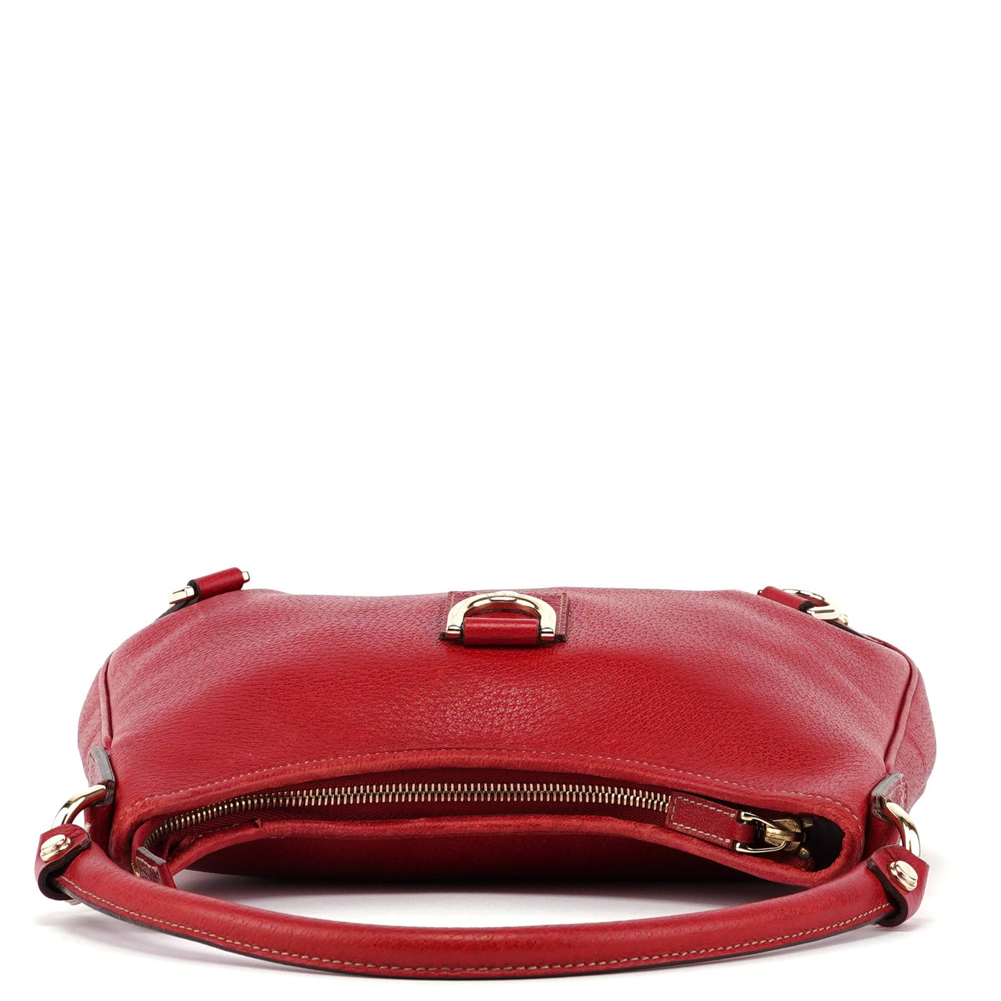 Red Leather D-Ring Shoulder Bag