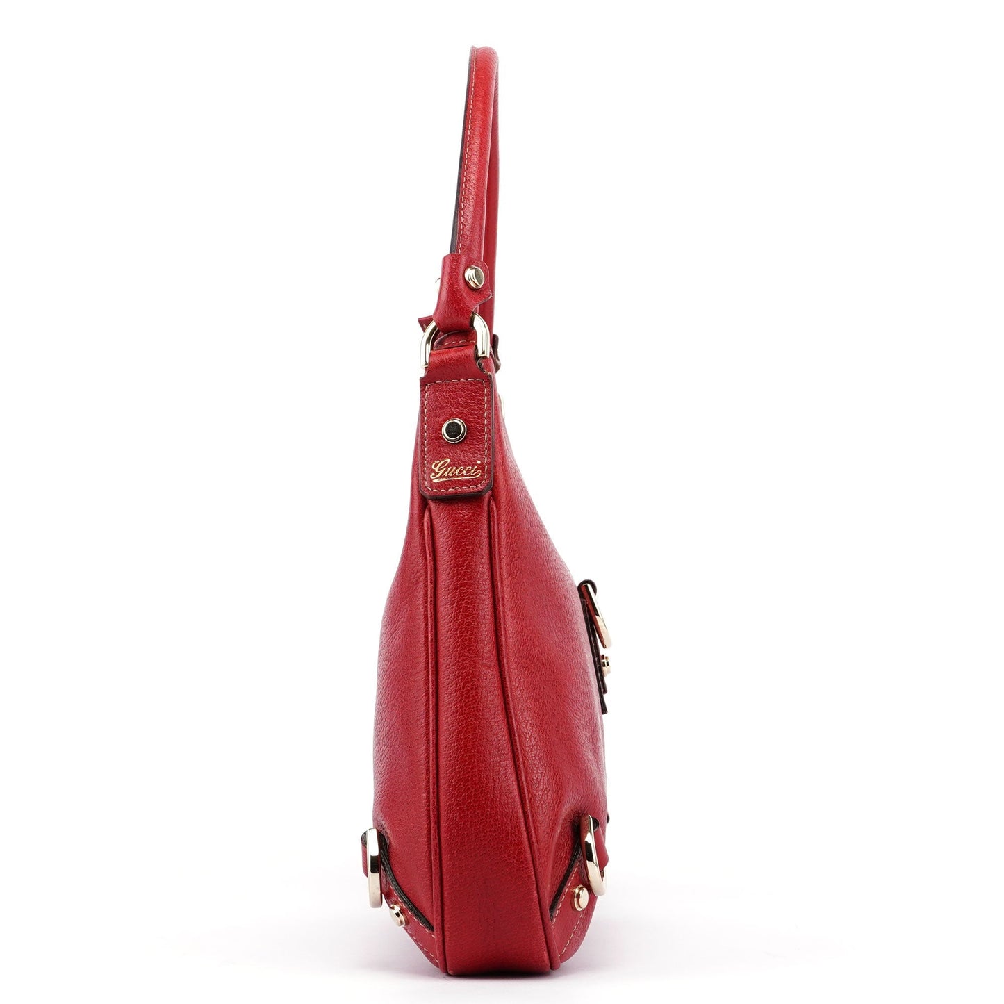 Red Leather D-Ring Shoulder Bag