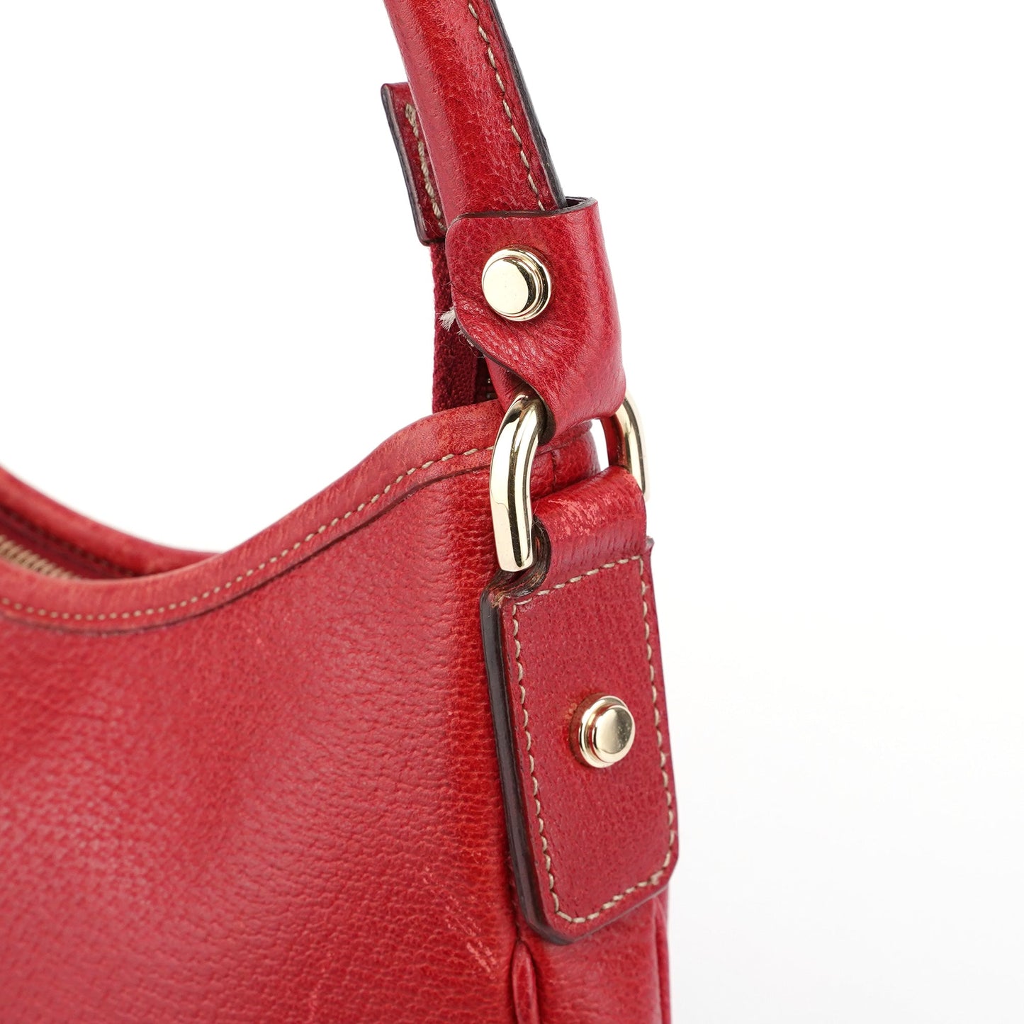 Red Leather D-Ring Shoulder Bag