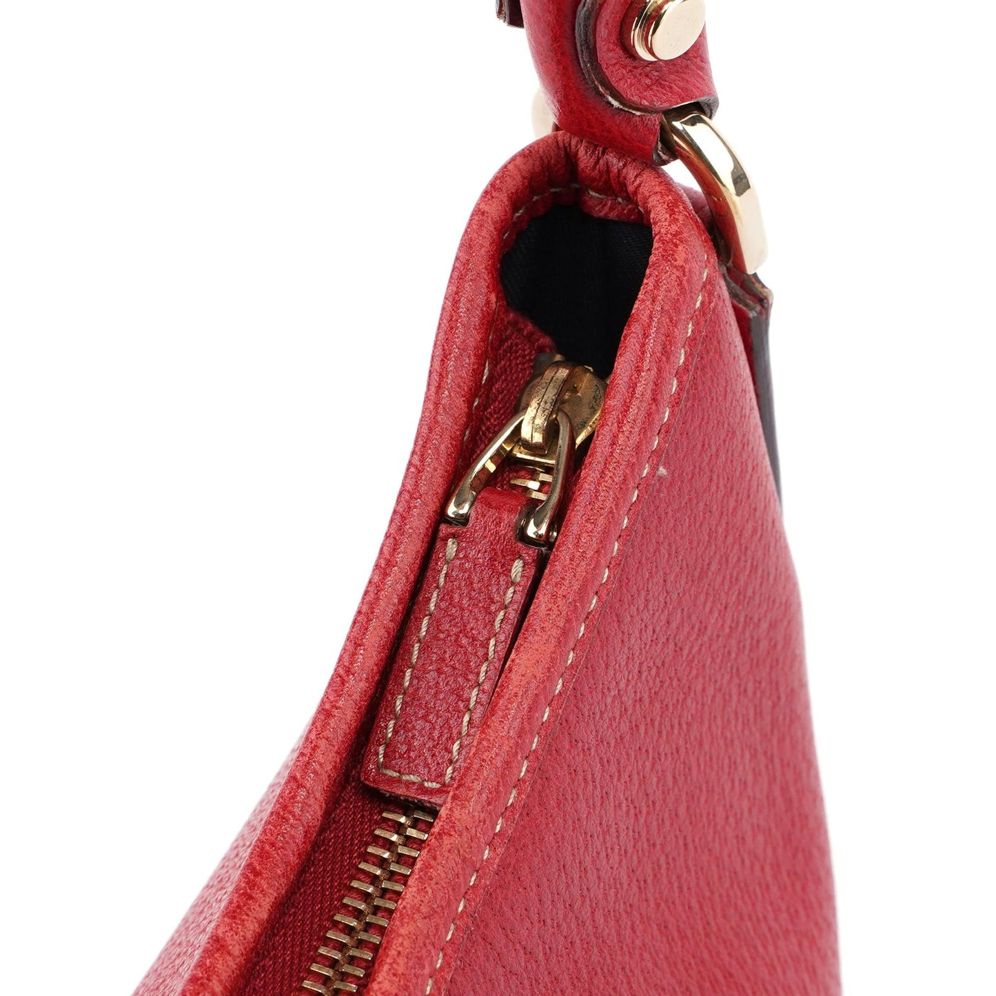 Red Leather D-Ring Shoulder Bag