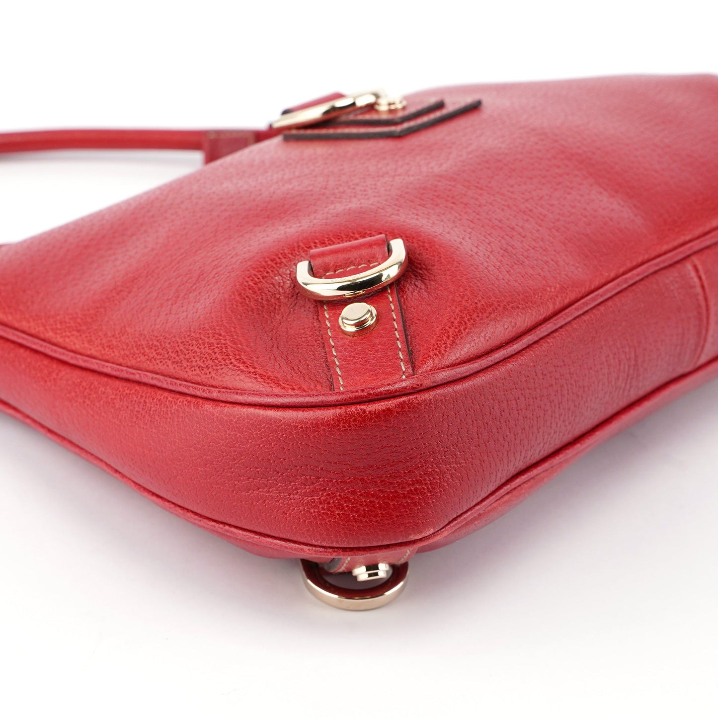 Red Leather D-Ring Shoulder Bag