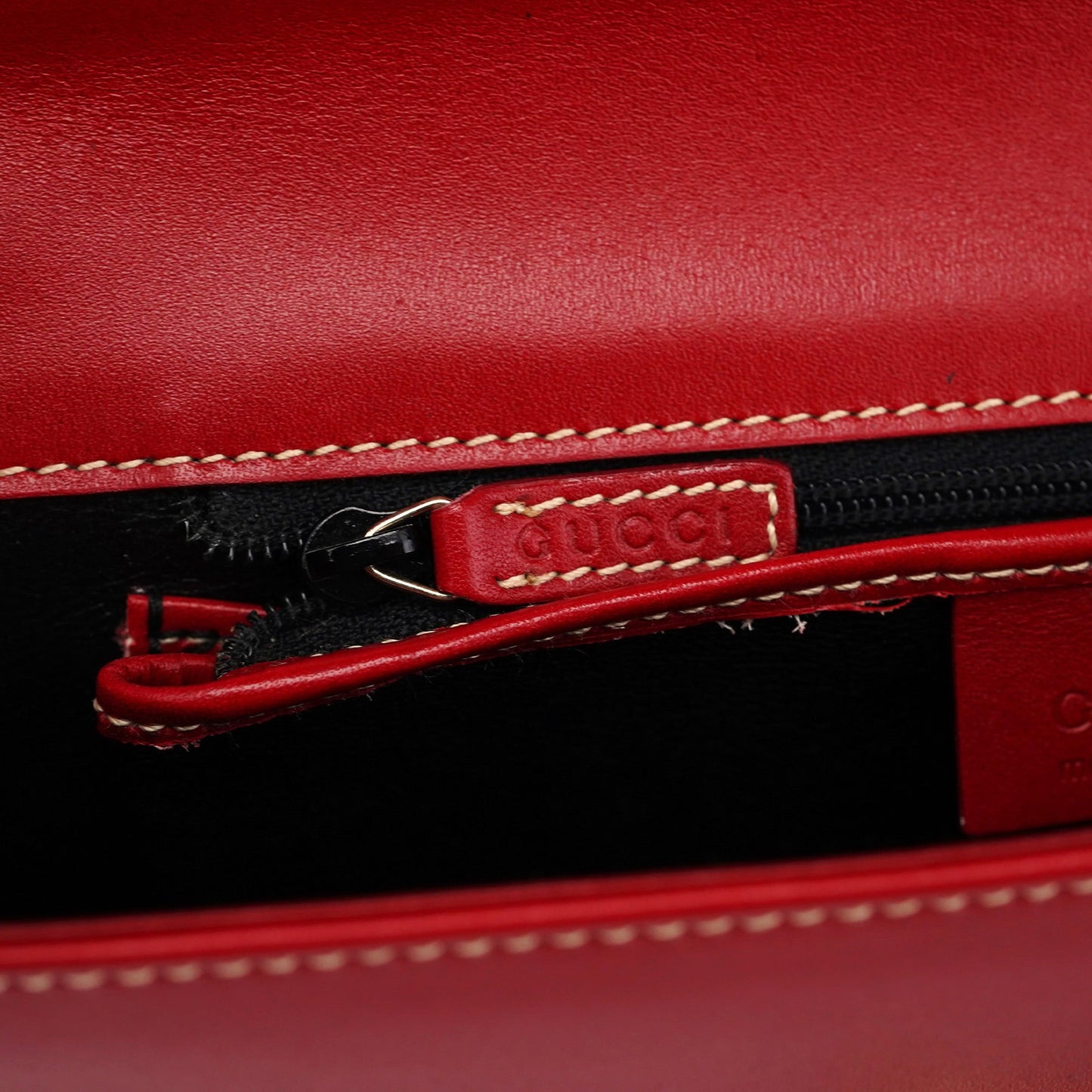 Red Leather Lady Lock Shoulder Bag