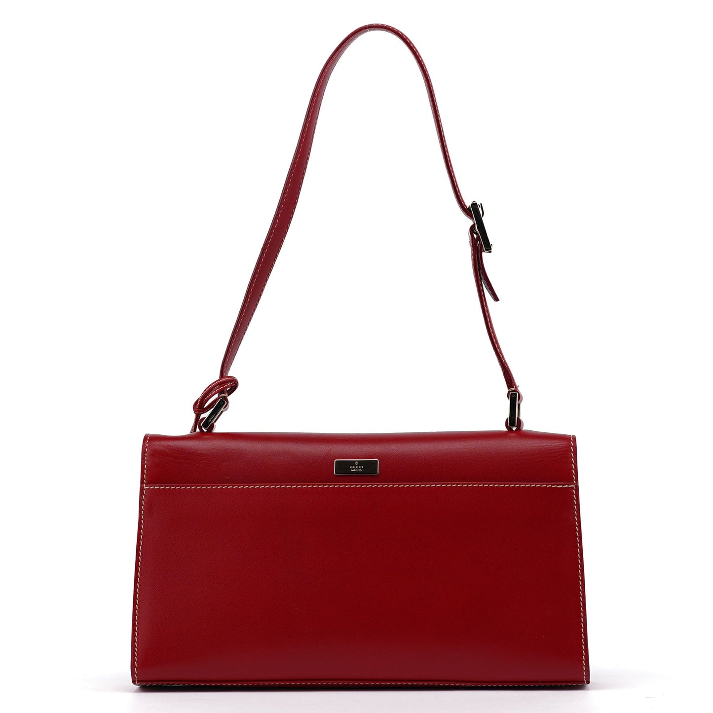 Red Leather Lady Lock Shoulder Bag