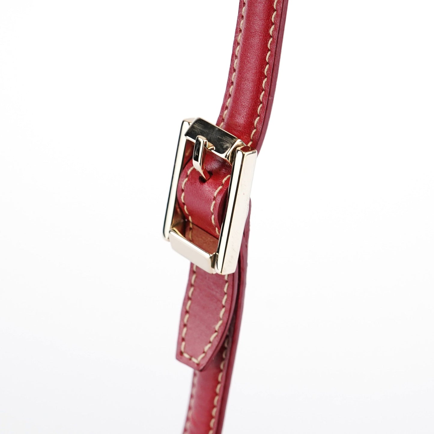 Red Leather Lady Lock Shoulder Bag