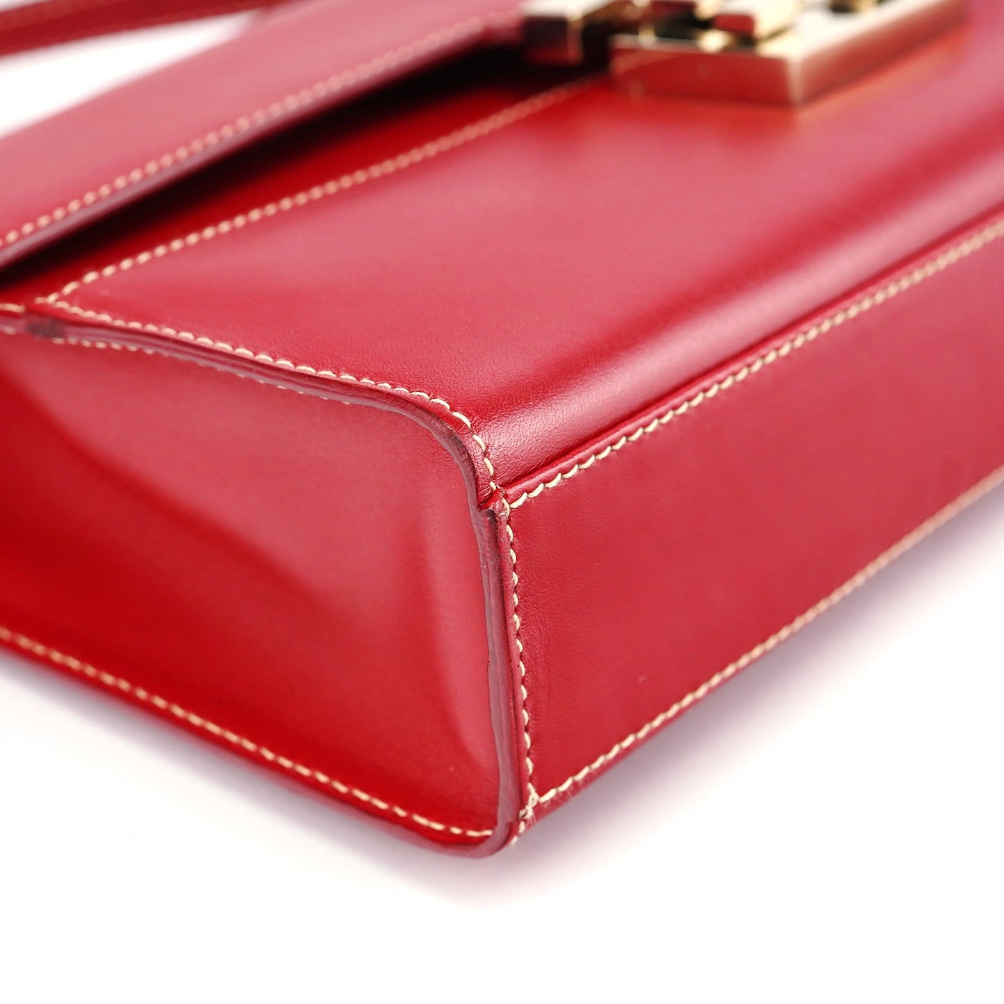 Red Leather Lady Lock Shoulder Bag
