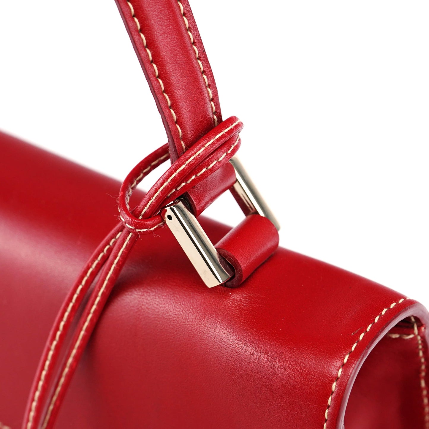Red Leather Lady Lock Shoulder Bag
