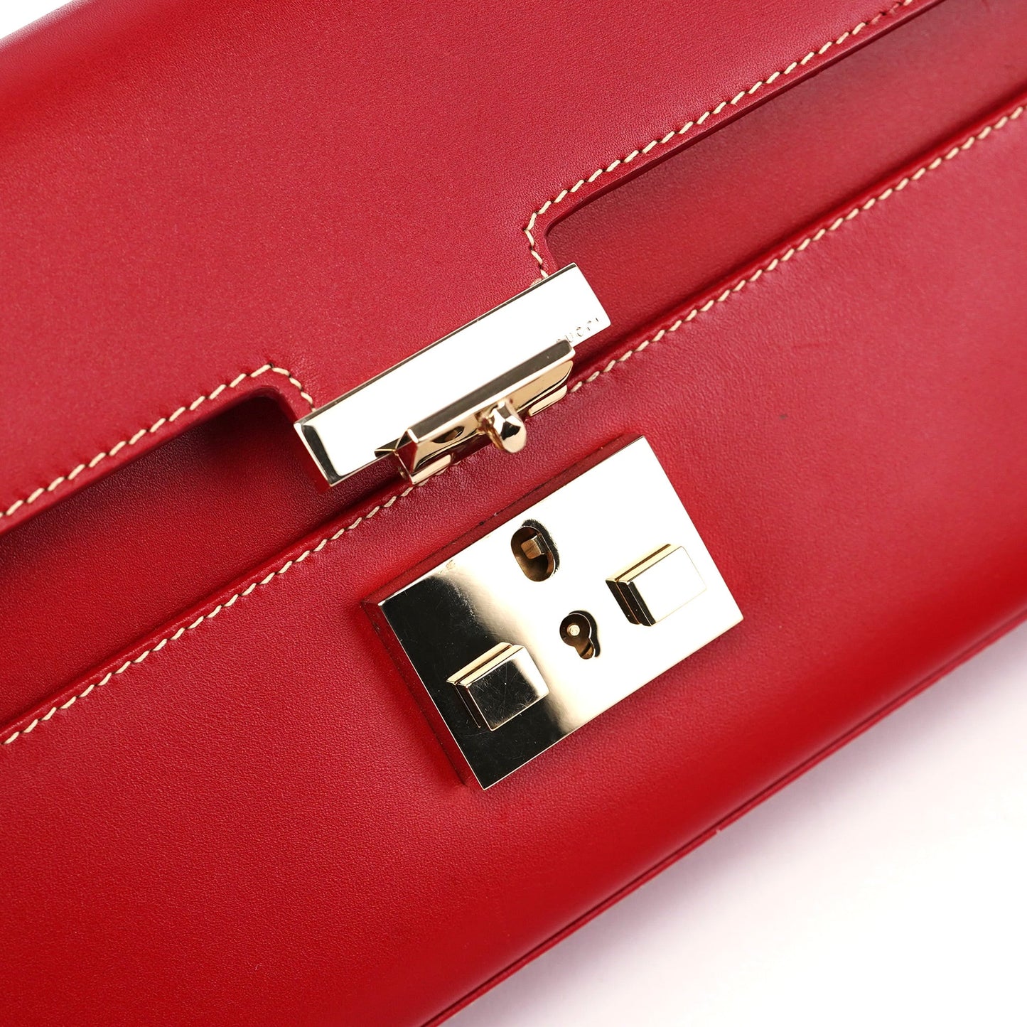 Red Leather Lady Lock Shoulder Bag