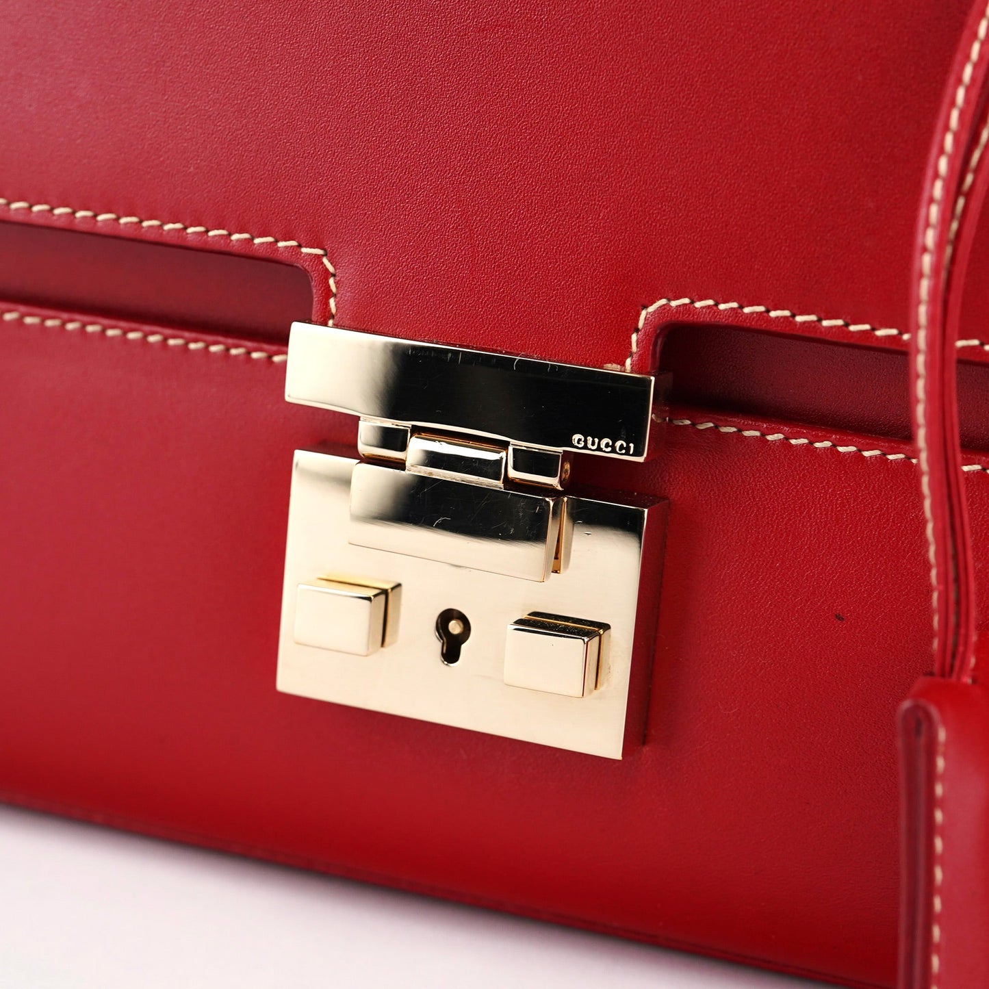 Red Leather Lady Lock Shoulder Bag