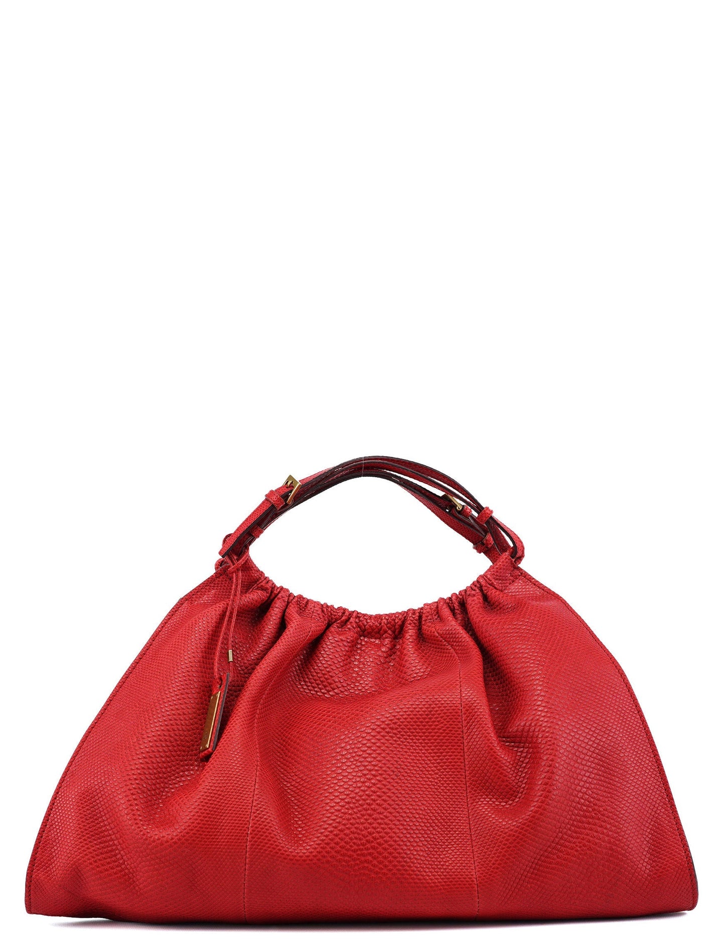 Red Lizard Embossed Dual Handle Bag