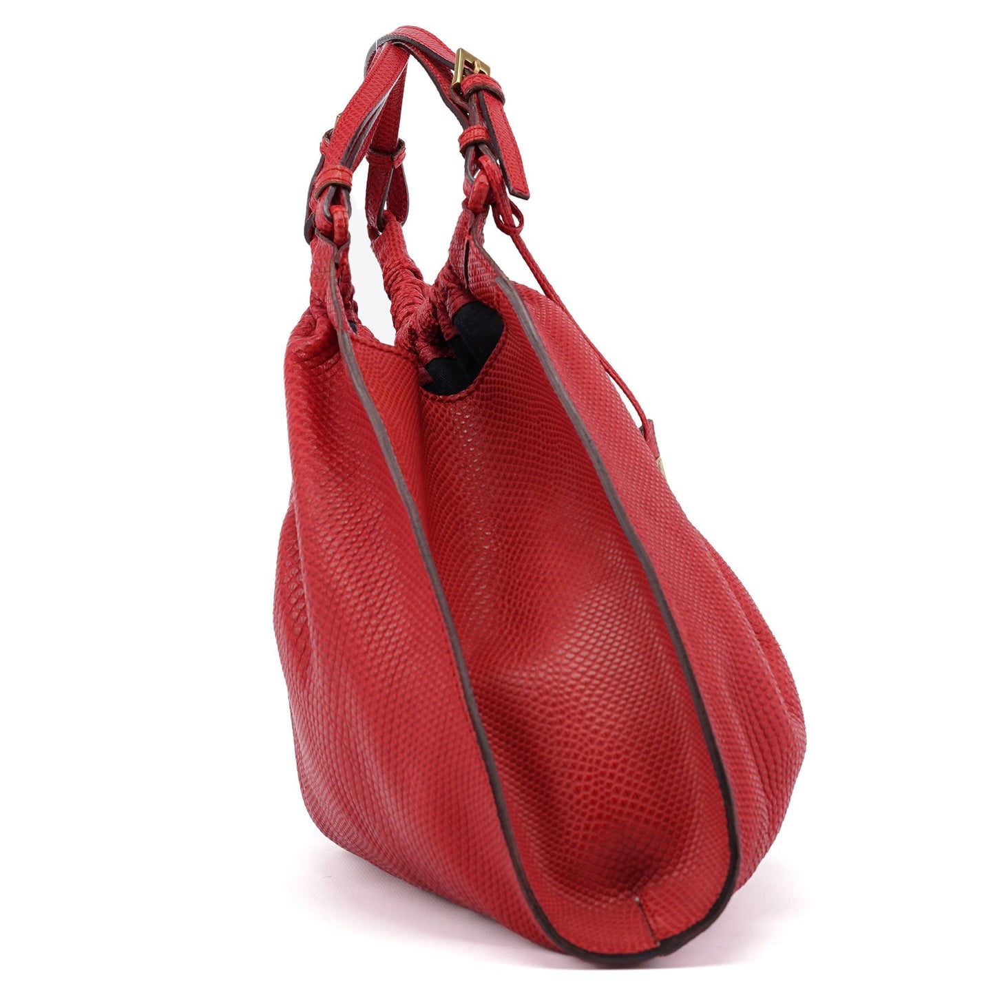 Red Lizard Embossed Dual Handle Bag