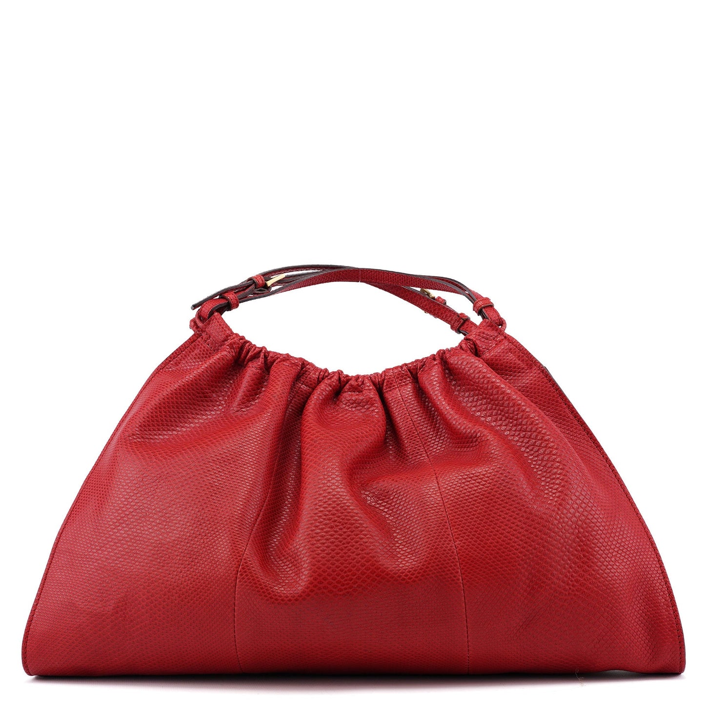 Red Lizard Embossed Dual Handle Bag