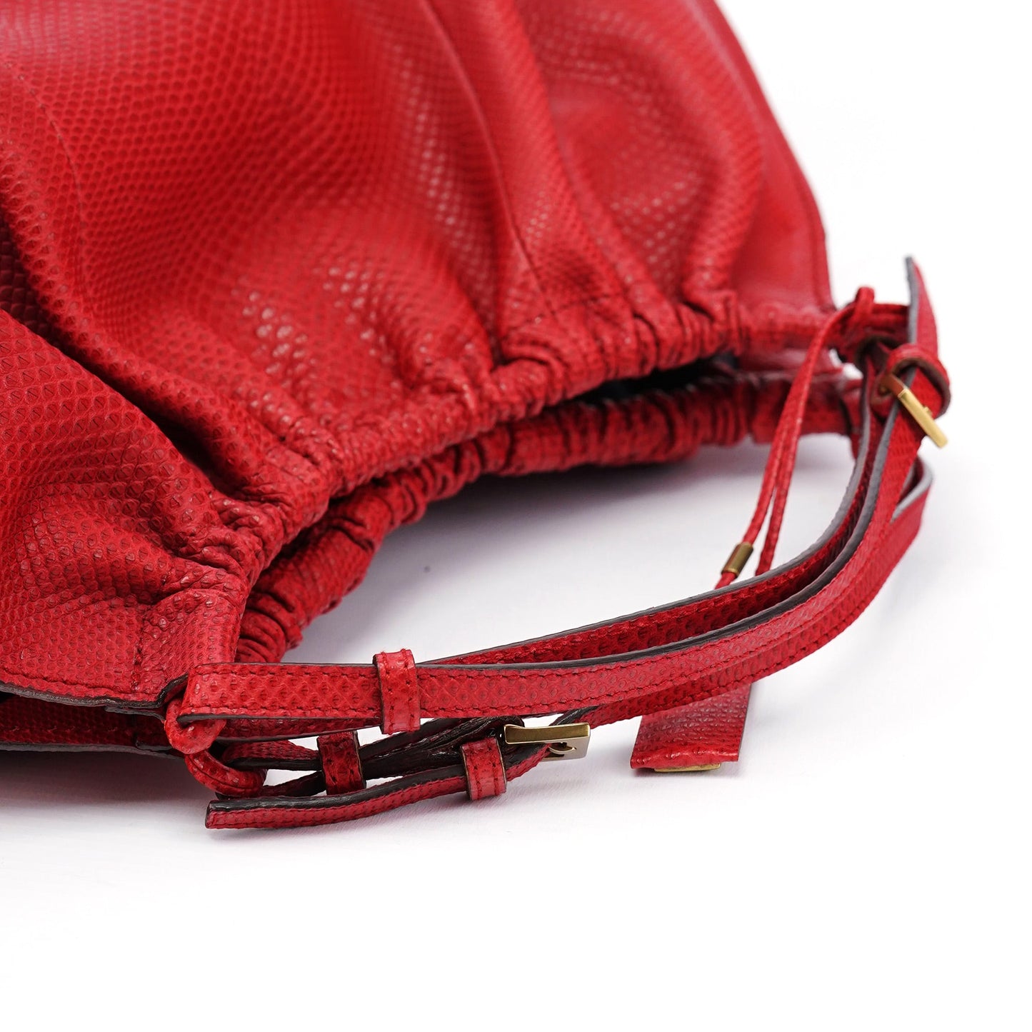 Red Lizard Embossed Dual Handle Bag