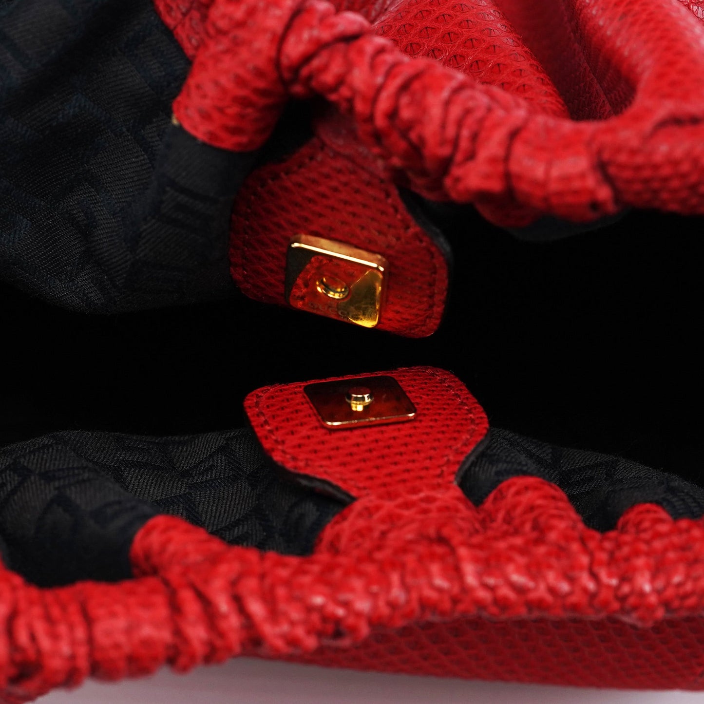 Red Lizard Embossed Dual Handle Bag