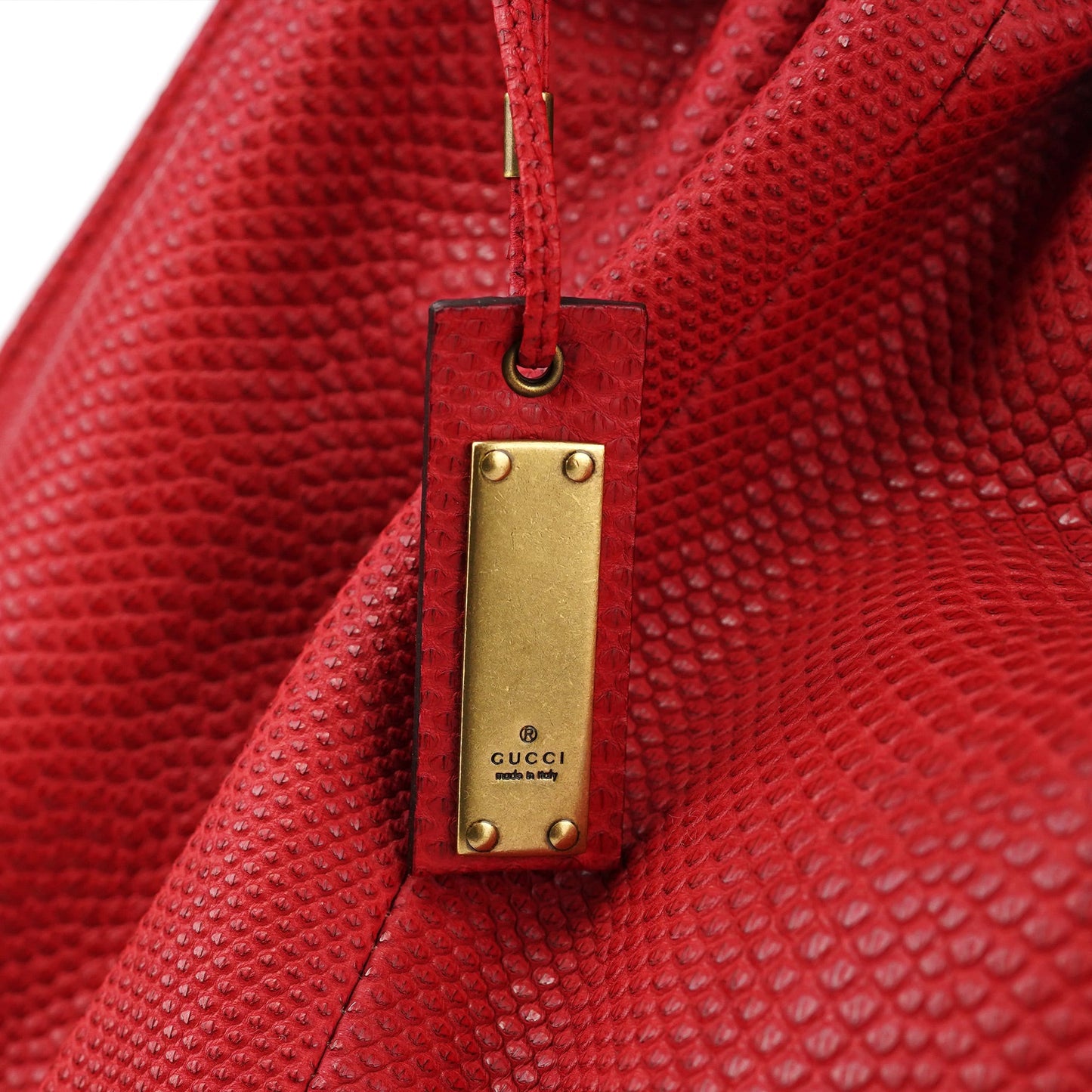 Red Lizard Embossed Dual Handle Bag