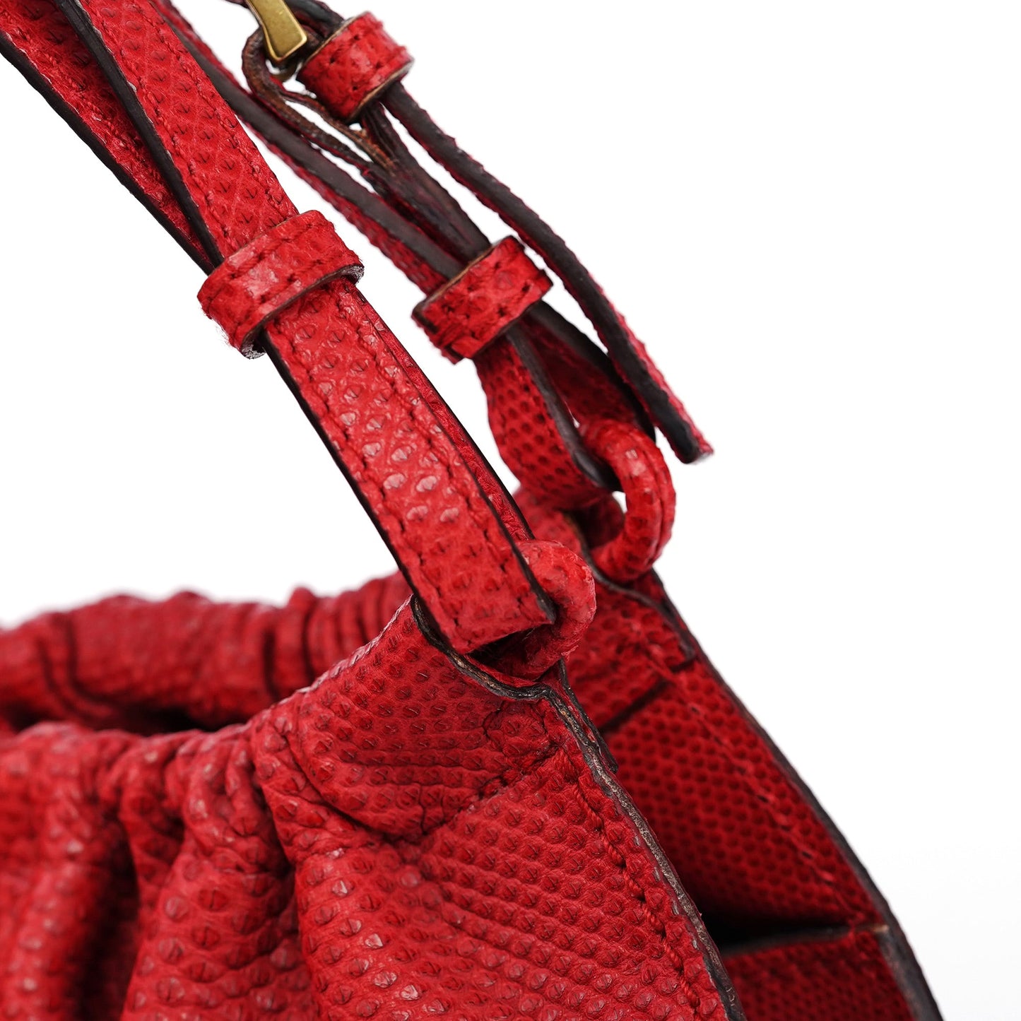 Red Lizard Embossed Dual Handle Bag