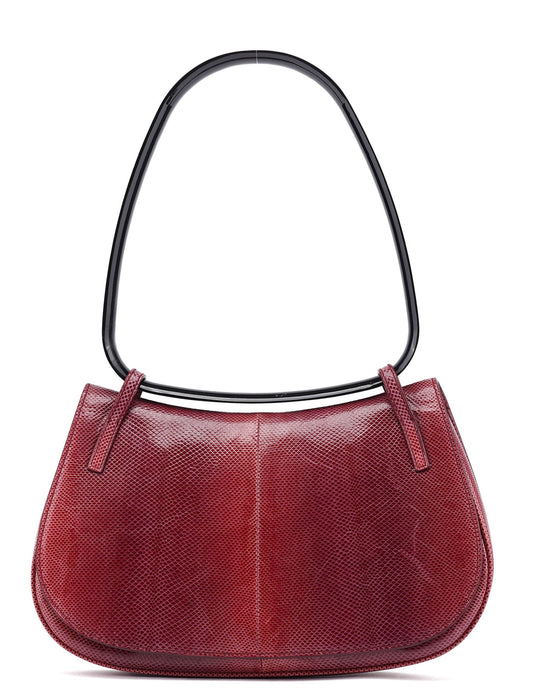 Red Lizard Plastic Handle Shoulder Bag