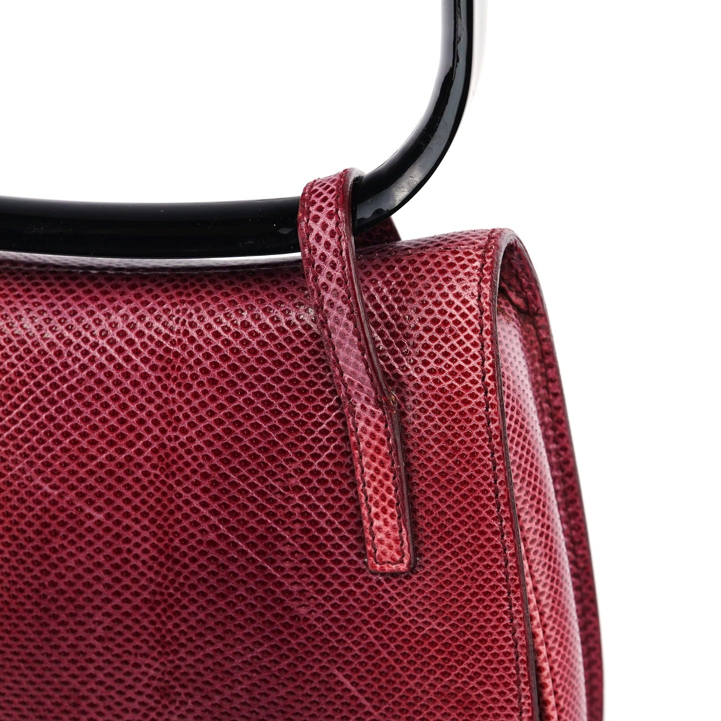 Red Lizard Plastic Handle Shoulder Bag