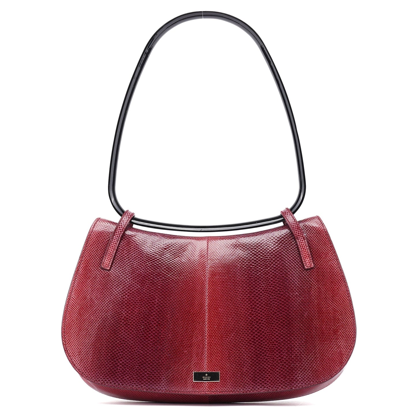 Red Lizard Plastic Handle Shoulder Bag