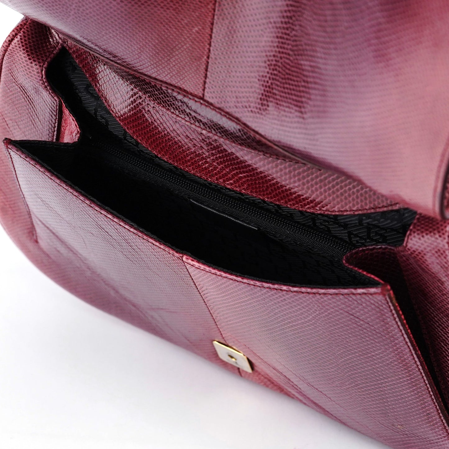 Red Lizard Plastic Handle Shoulder Bag