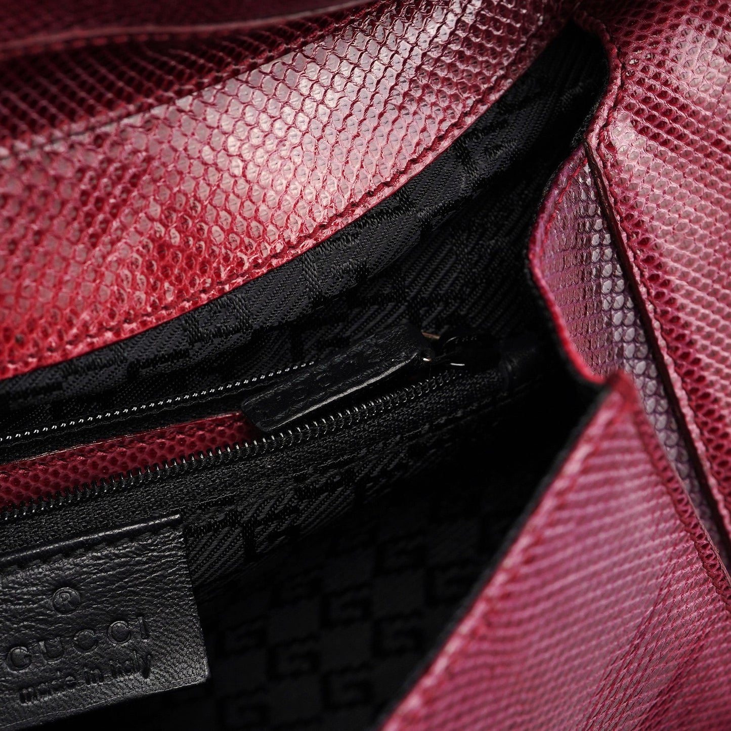 Red Lizard Plastic Handle Shoulder Bag