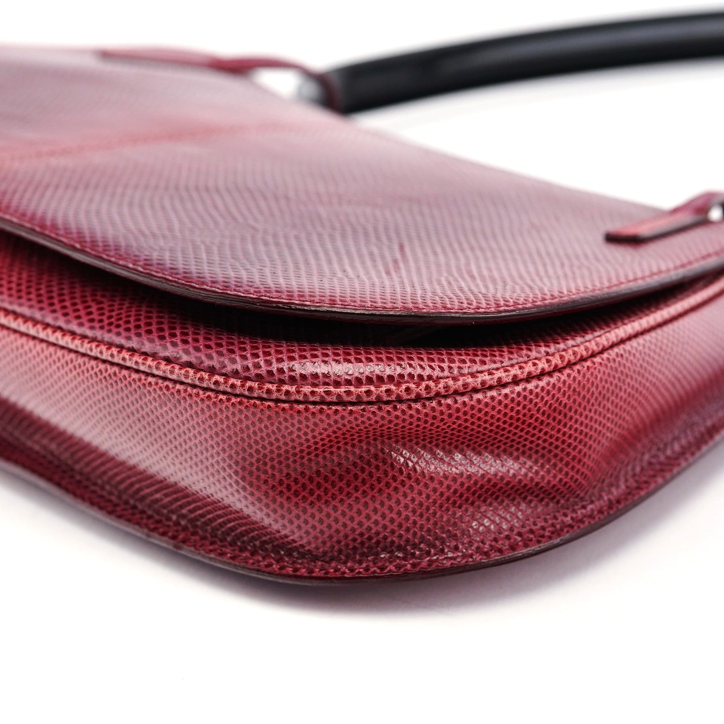 Red Lizard Plastic Handle Shoulder Bag