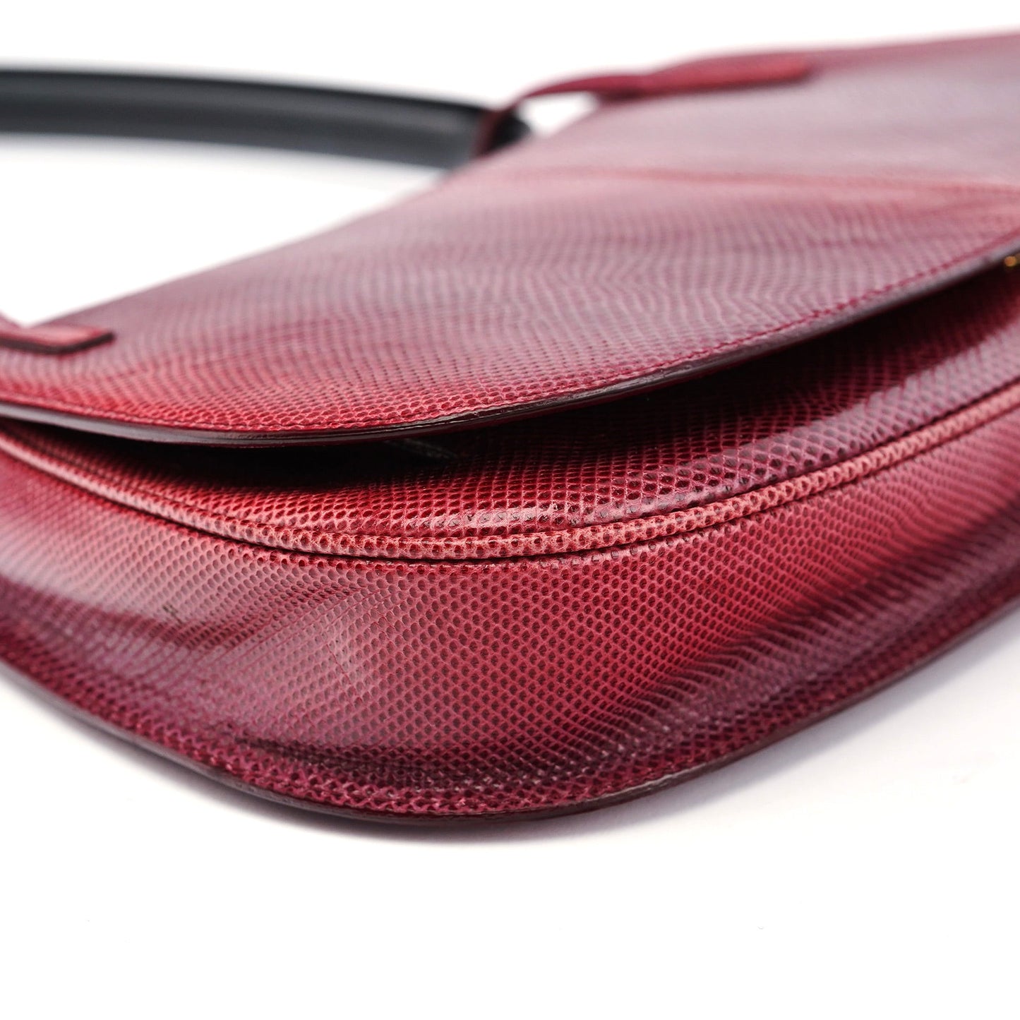 Red Lizard Plastic Handle Shoulder Bag