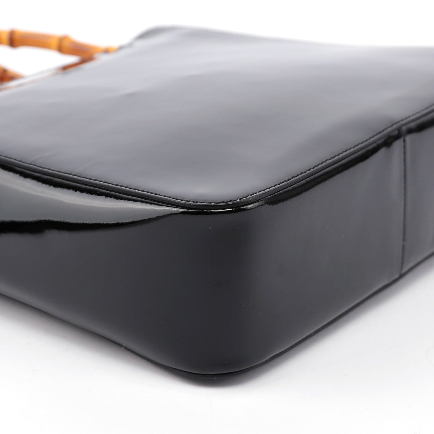 REPOST Black Patent Leather Bamboo Tote