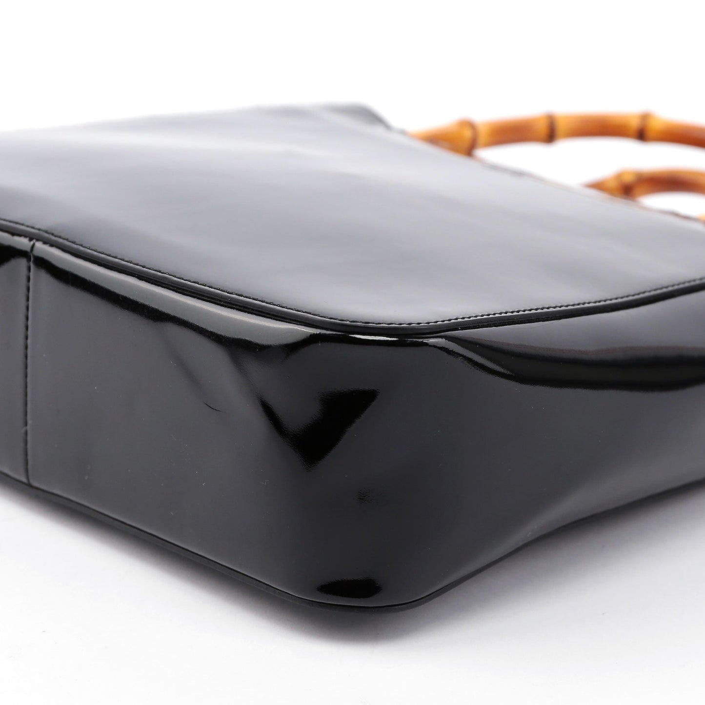 REPOST Black Patent Leather Bamboo Tote