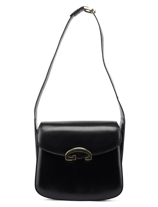Vintage Black Calfskin G Shoulder Bag