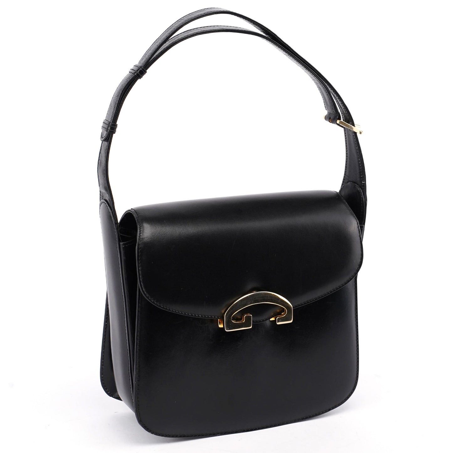 Vintage Black Calfskin G Shoulder Bag
