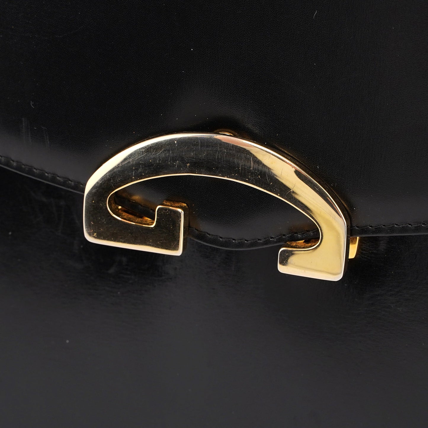 Vintage Black Calfskin G Shoulder Bag