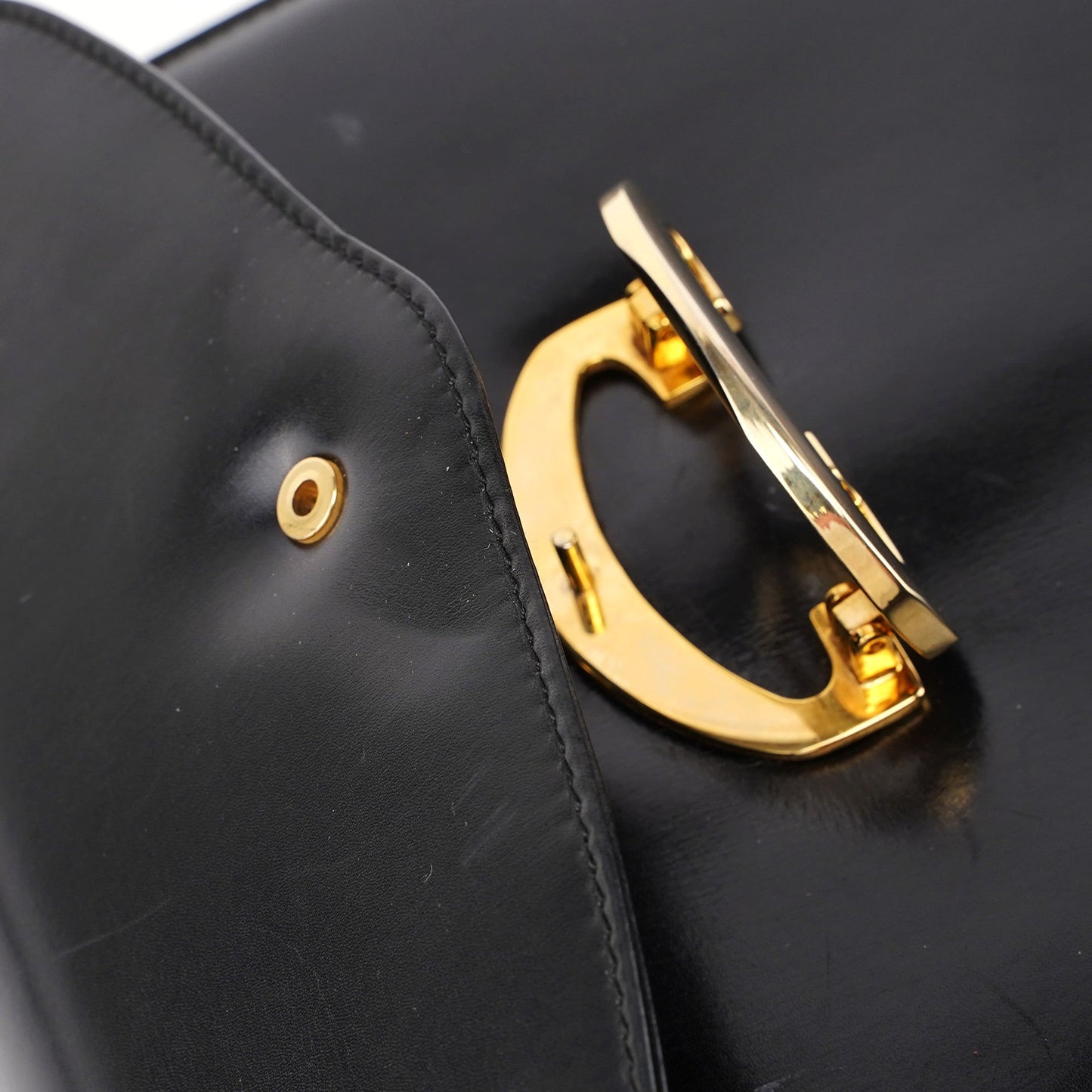 Vintage Black Calfskin G Shoulder Bag