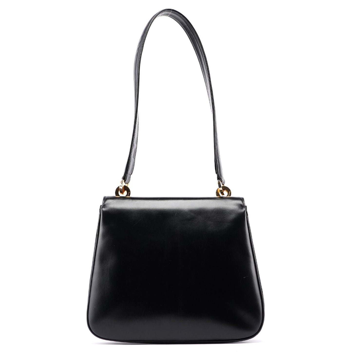 Vintage Black Calfskin Lapis Lazuli Shoulder Bag