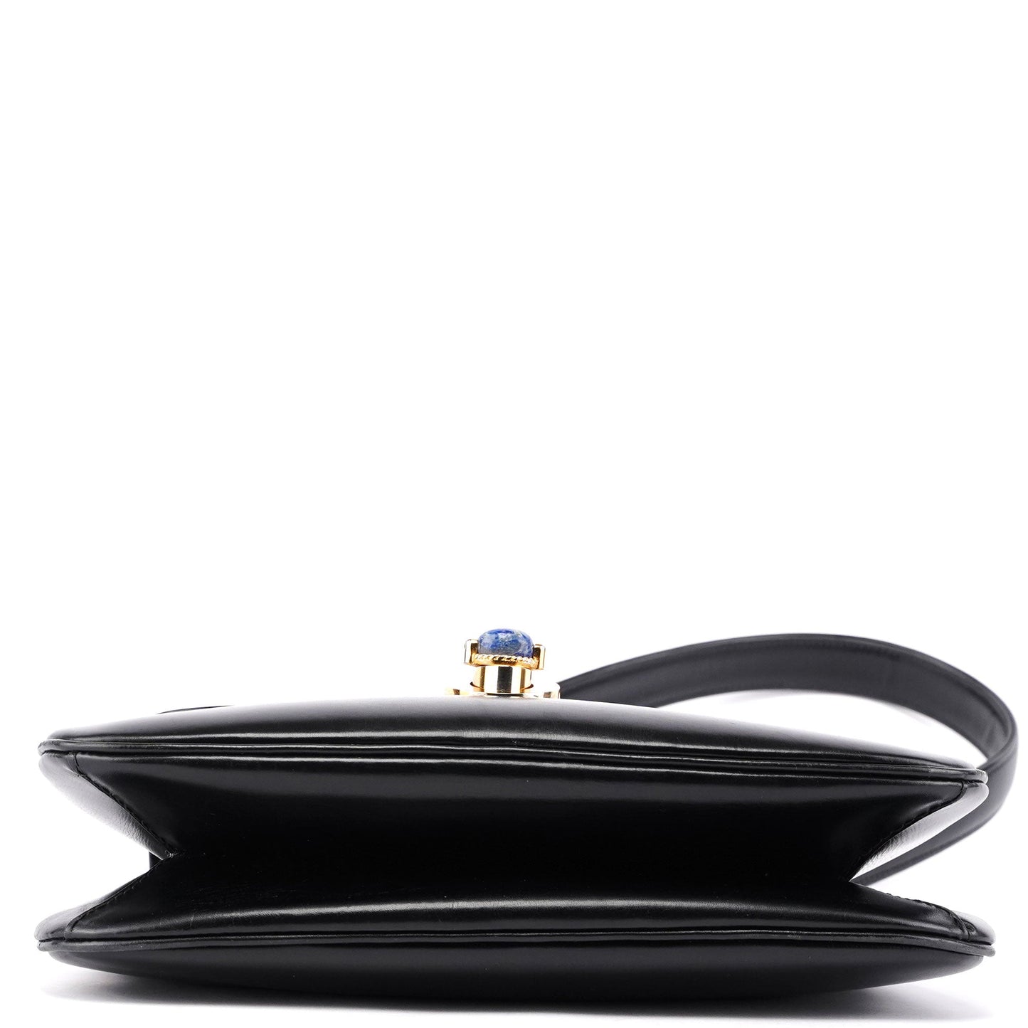 Vintage Black Calfskin Lapis Lazuli Shoulder Bag