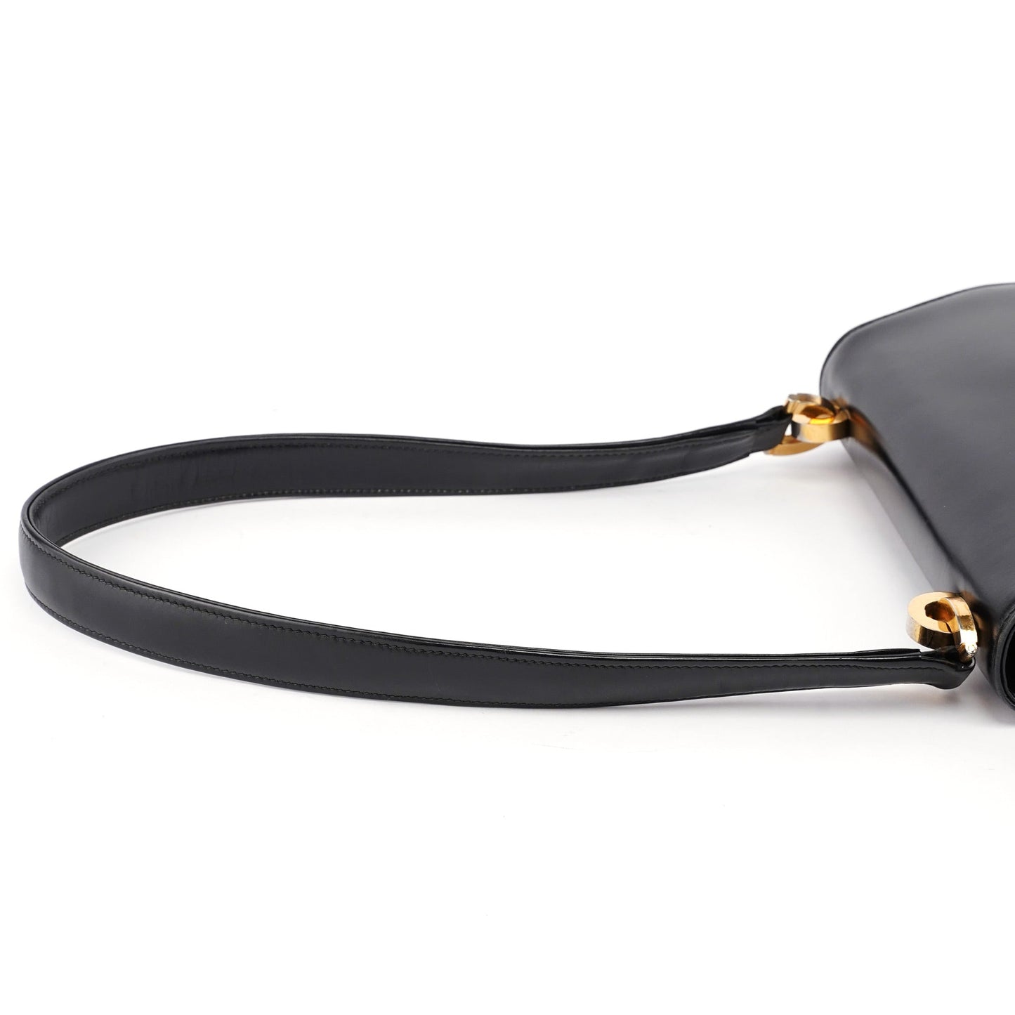 Vintage Black Calfskin Lapis Lazuli Shoulder Bag