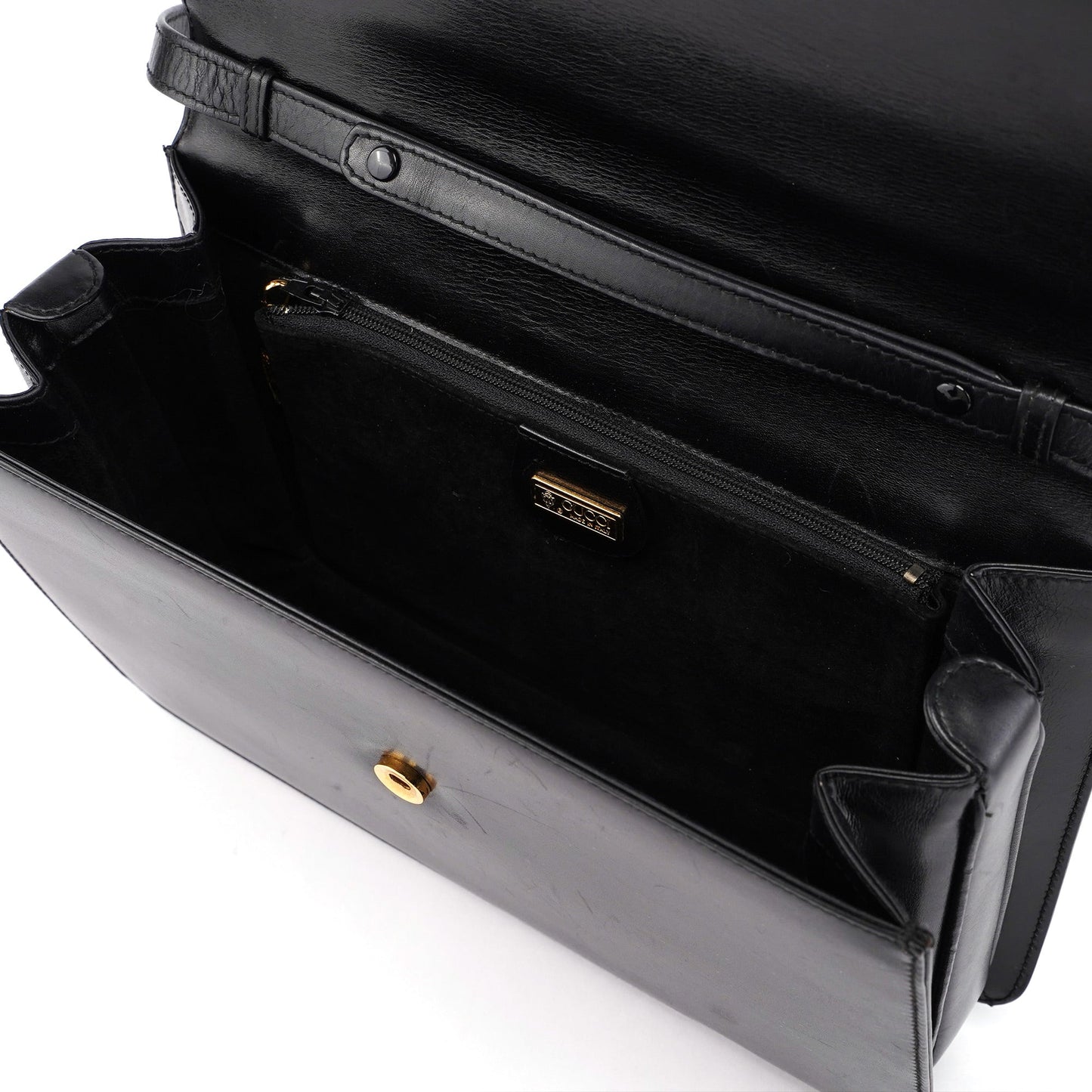 Vintage Black Calfskin Shoulder Bag