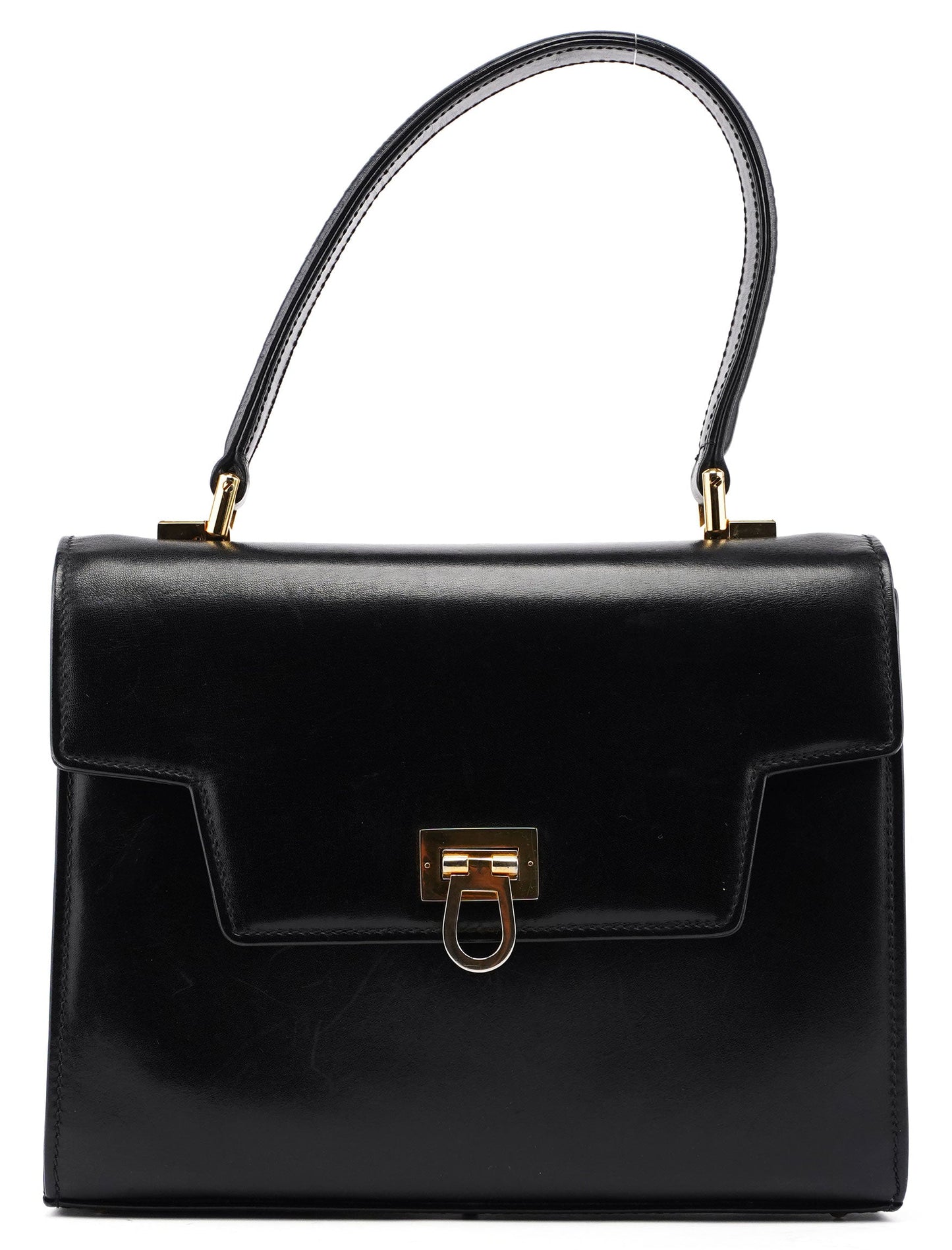 Vintage Black Calfskin Top Handle Bag