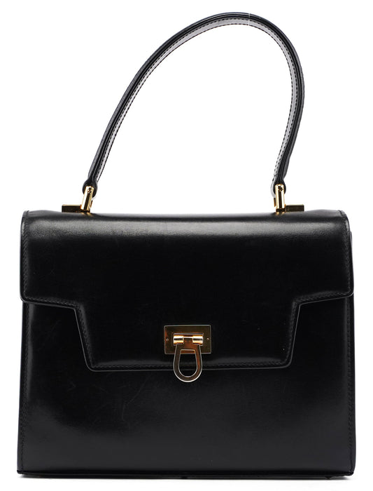 Vintage Black Calfskin Top Handle Bag
