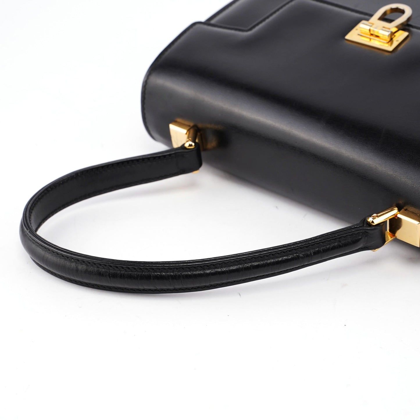 Vintage Black Calfskin Top Handle Bag