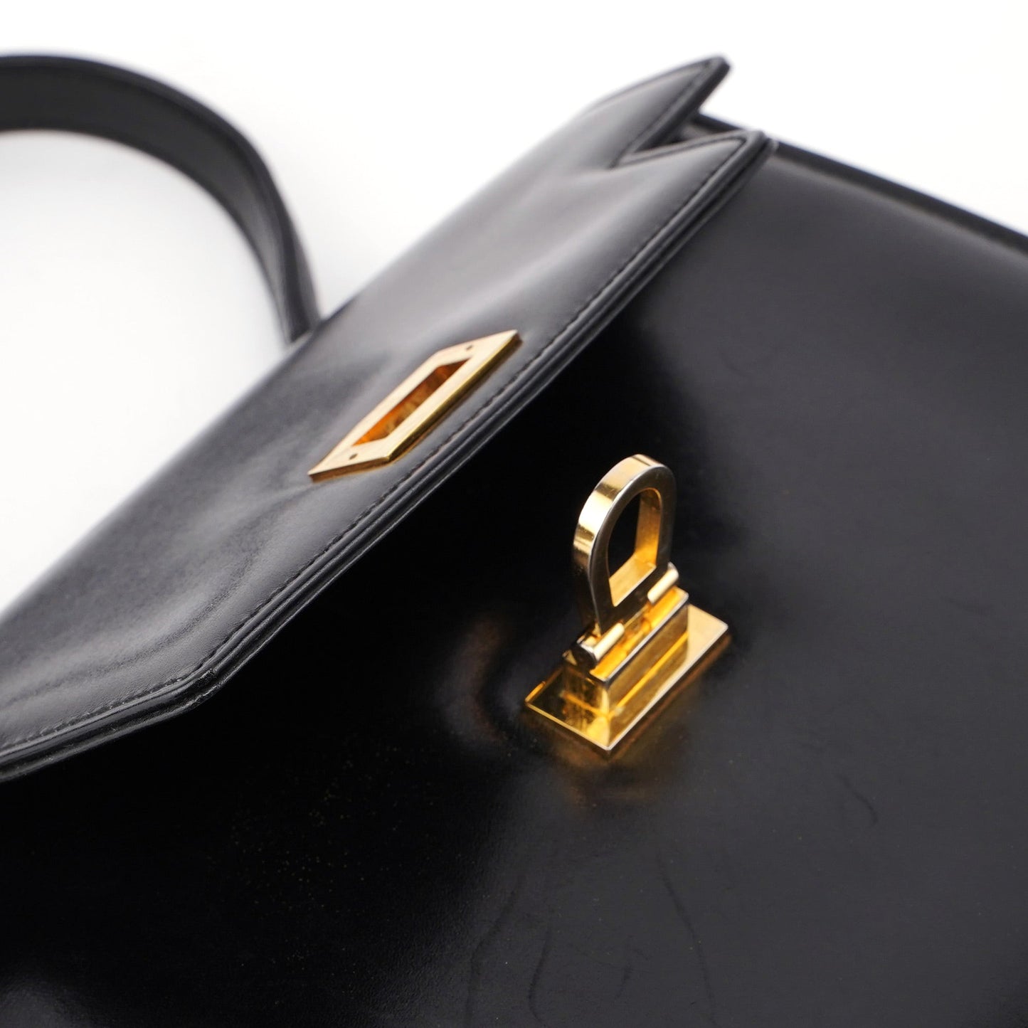 Vintage Black Calfskin Top Handle Bag